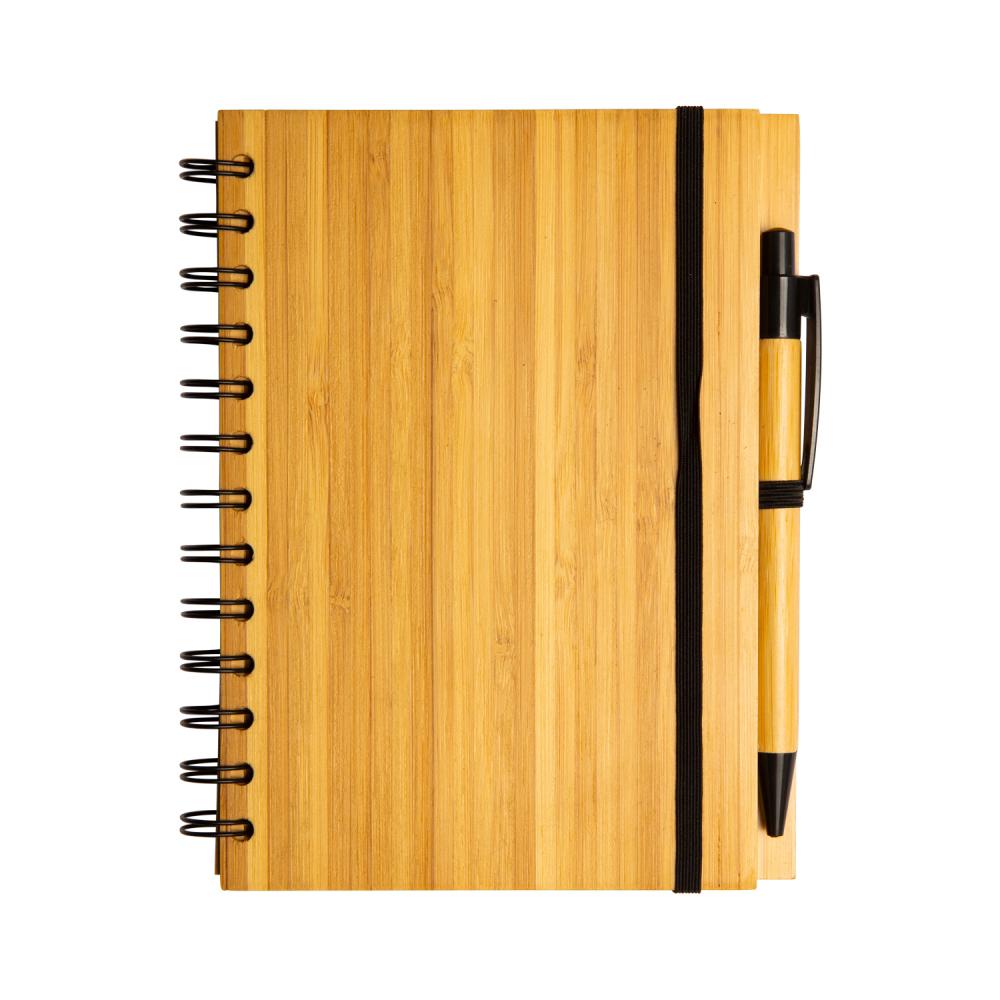 Notebook A5 con spirale con copertina rigida in bambù